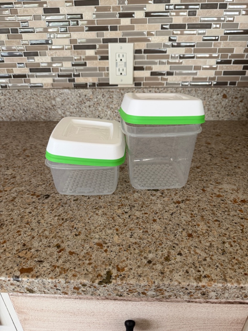 Rubbermaid Clear Food Storage Containers with White & Green Lids